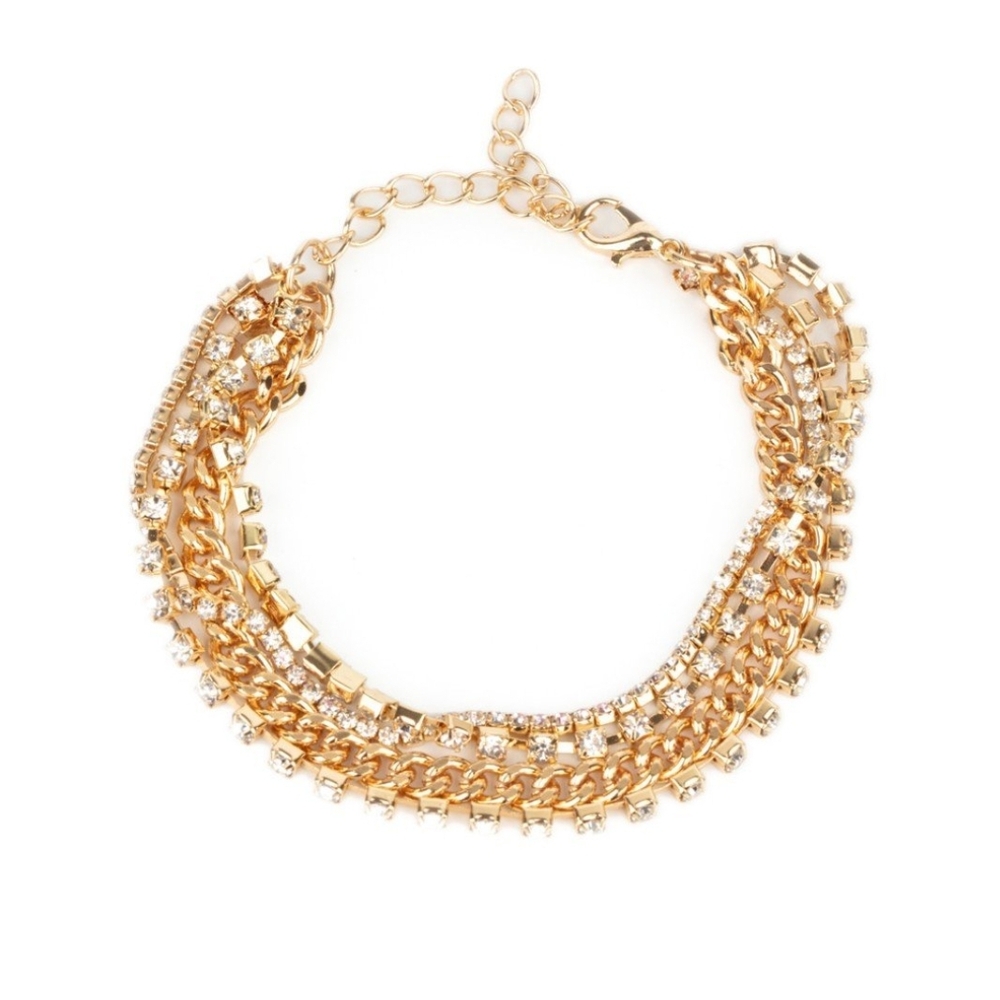 Paparazzi Gold Multi-Chain Bracelet Brilliantly Beaming Layered Fashion Jewelry